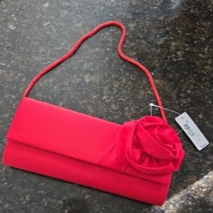 Jacqueline Ferrar Red Clutch with Floral Accent